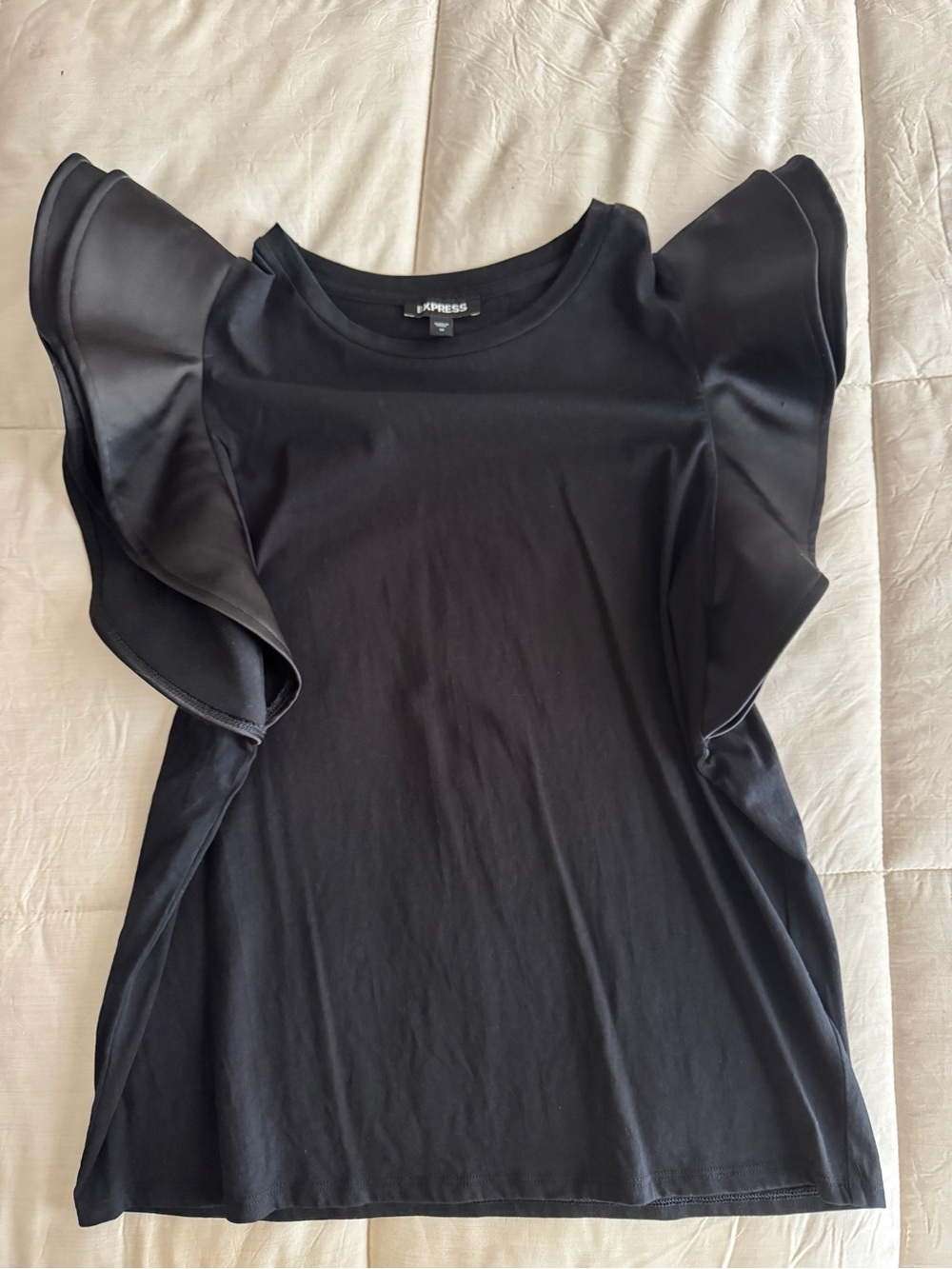 Express Black Ruffle Sleeve Tee